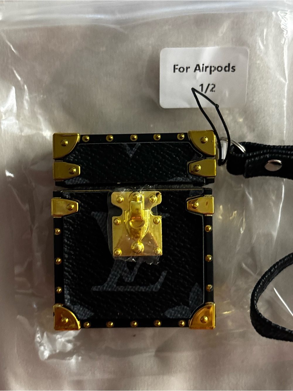 Brand New ! Black and Gold Trunk AirPods Case